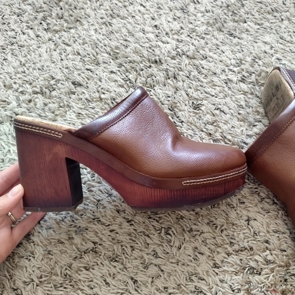 Korks Women's Clogs/Mules Brown Cork Chunky Block Heel Slip-On Size 9M - Picture 4 of 7